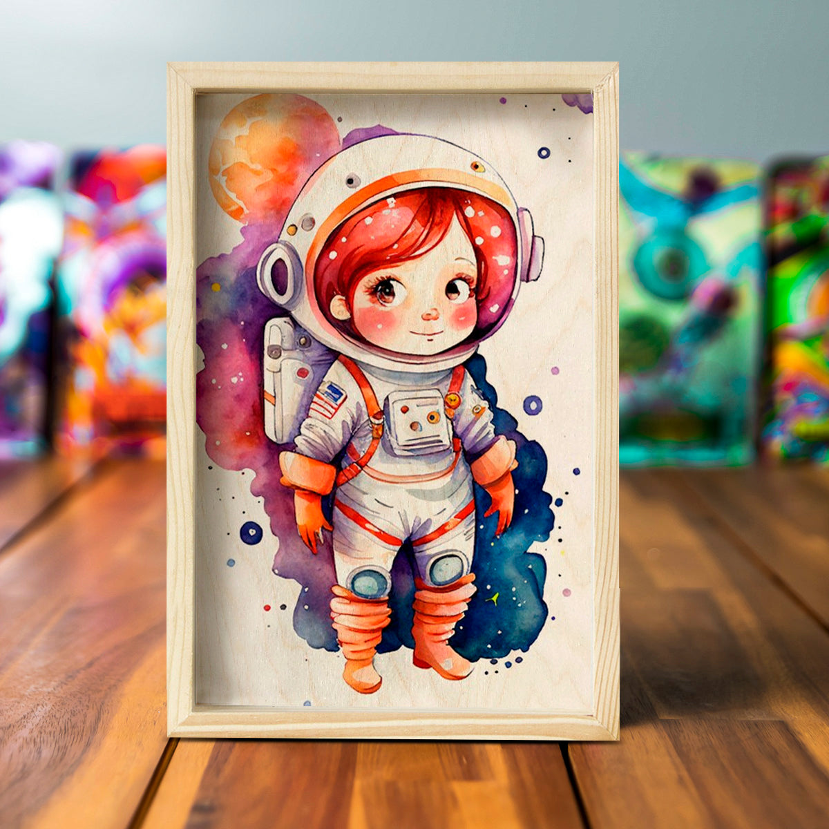 Girl Astronaut Wall Art – 3D Personalized Space Scene