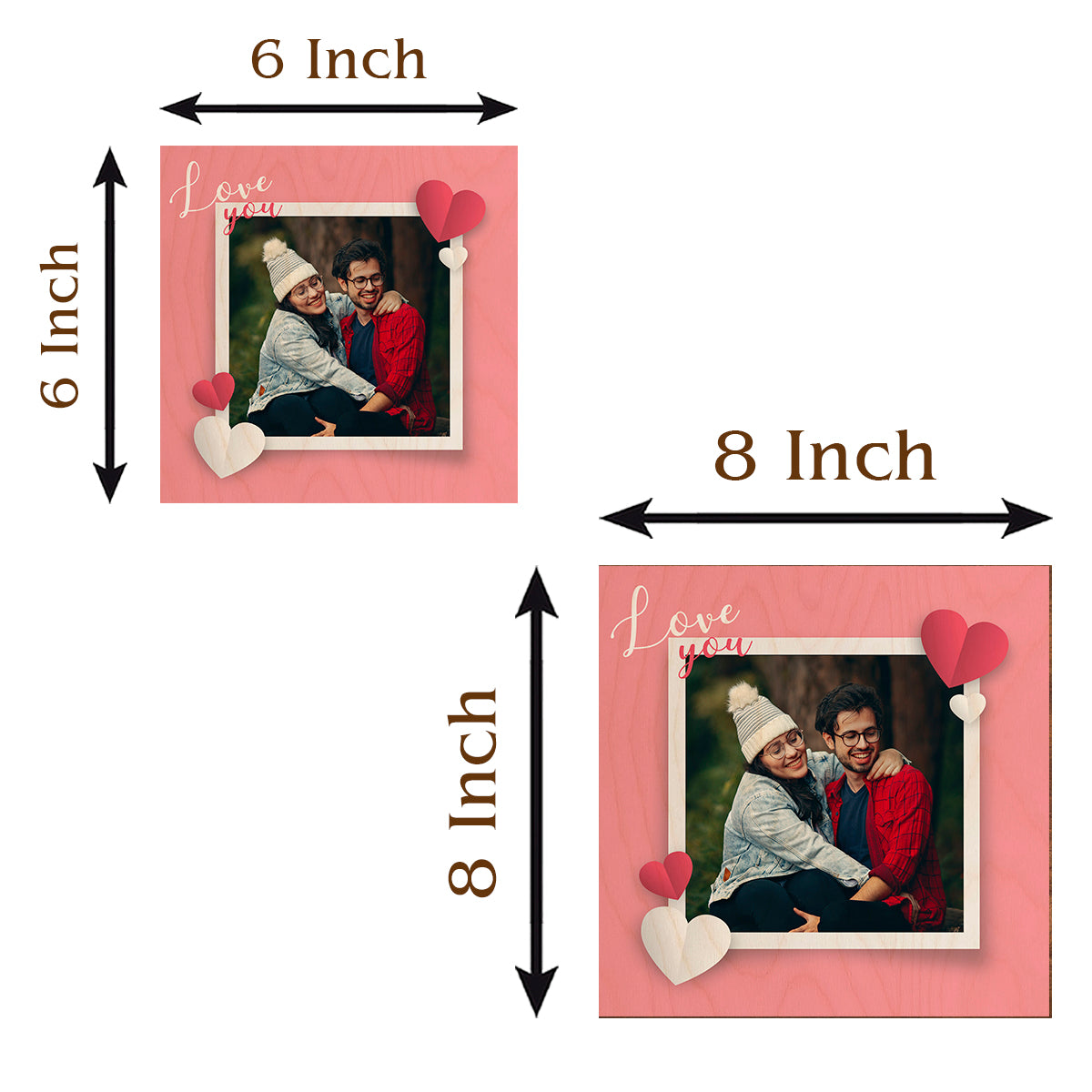 Couple Photo Frame in Wood – Personalized Romantic Picture