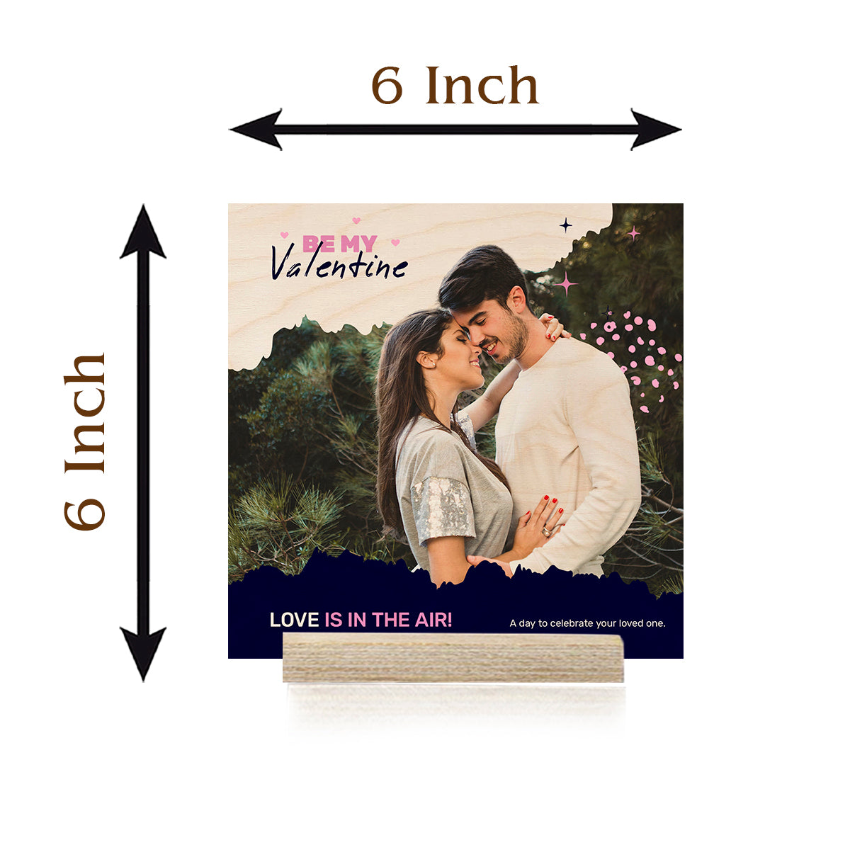 Valentines Day Photo Print on Wood with Personalized Couple Design