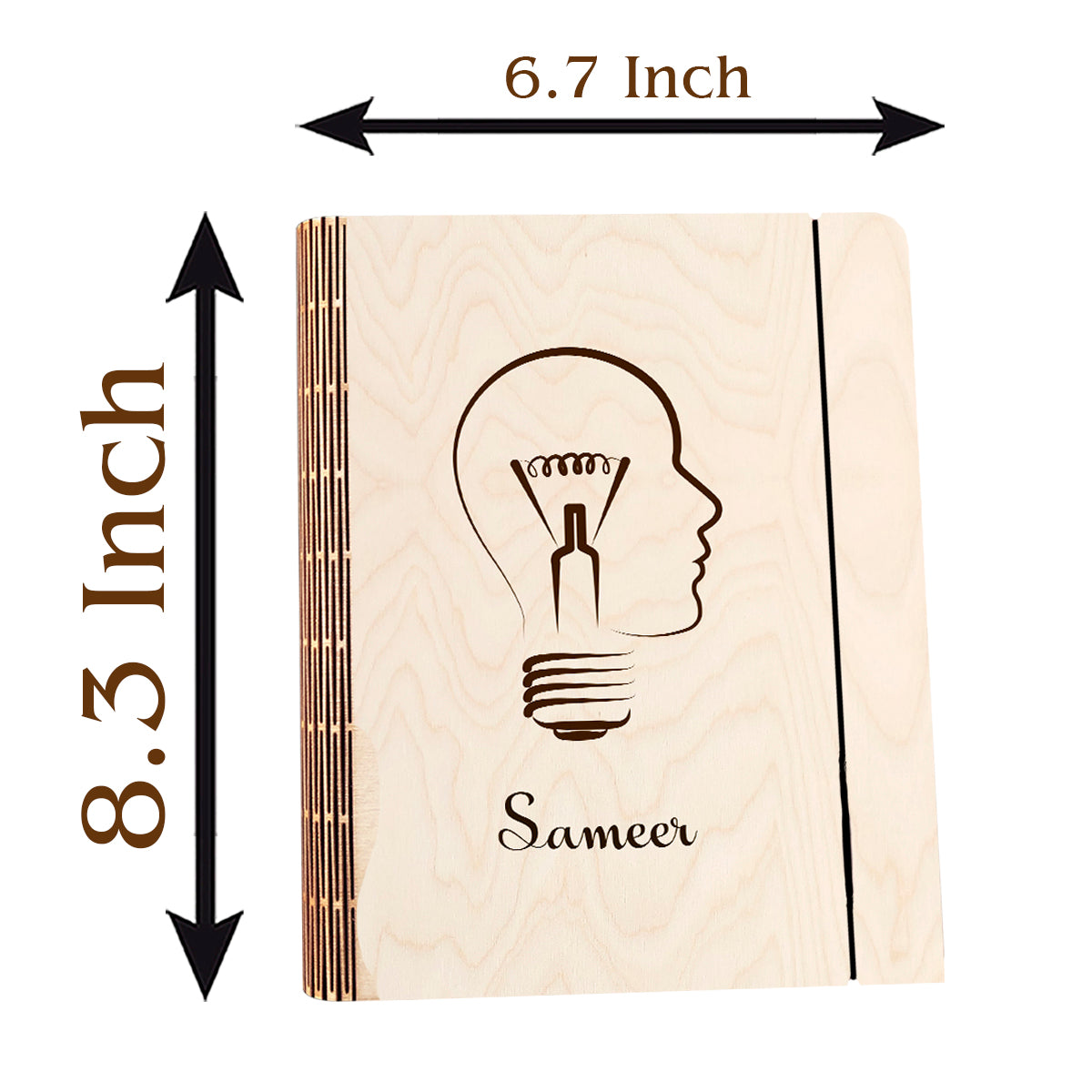 Lightbulb Idea Wooden Notebook with Personalized Diary Cover