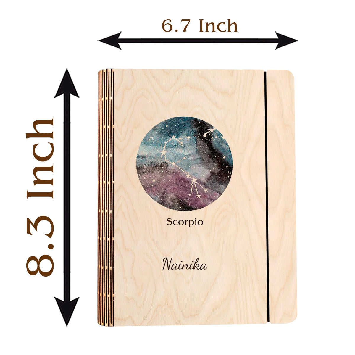 Scorpio Zodiac Wooden Diary with Personalized Birthday Cover