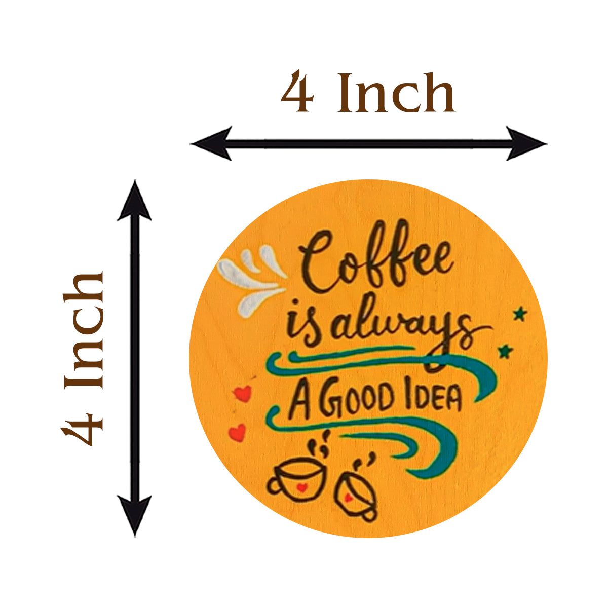Coffee Wooden Coasters Round – Warm Cafe Style Set