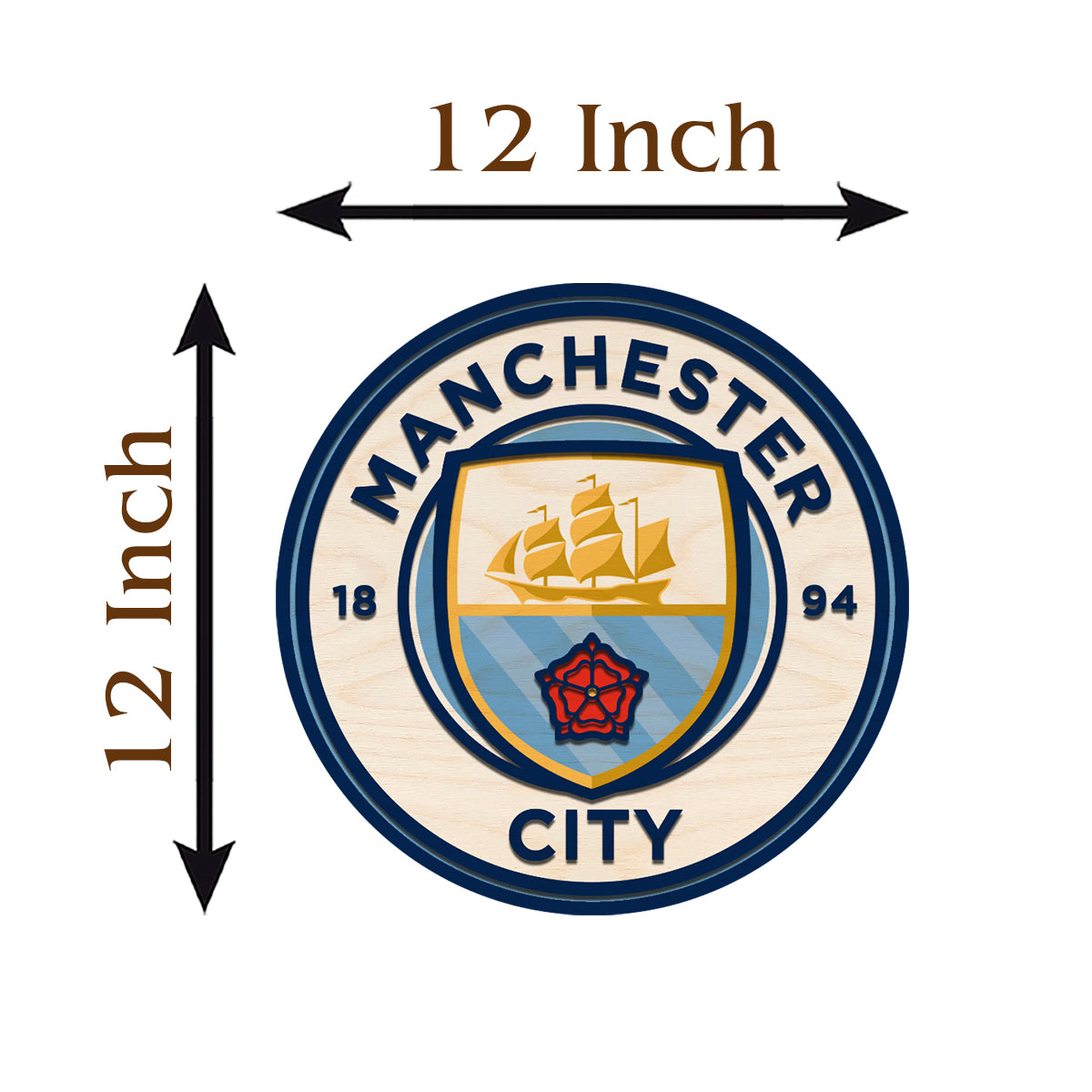 Manchester City Wall Crest in Wood with Cut-Out Football Fan Art