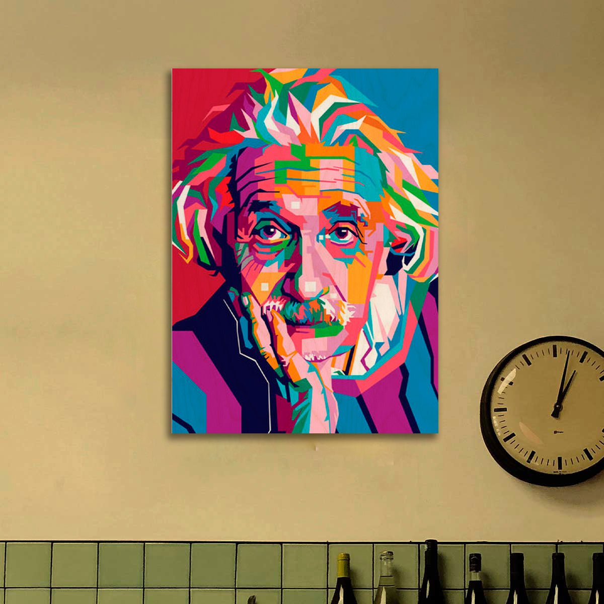 Albert Einstein Wood Print – Colourful Pop-Art Portrait - Sblossom