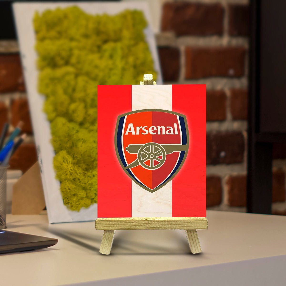 Arsenal Minimalist Wood Print with Stand for Football Fans - Sblossom