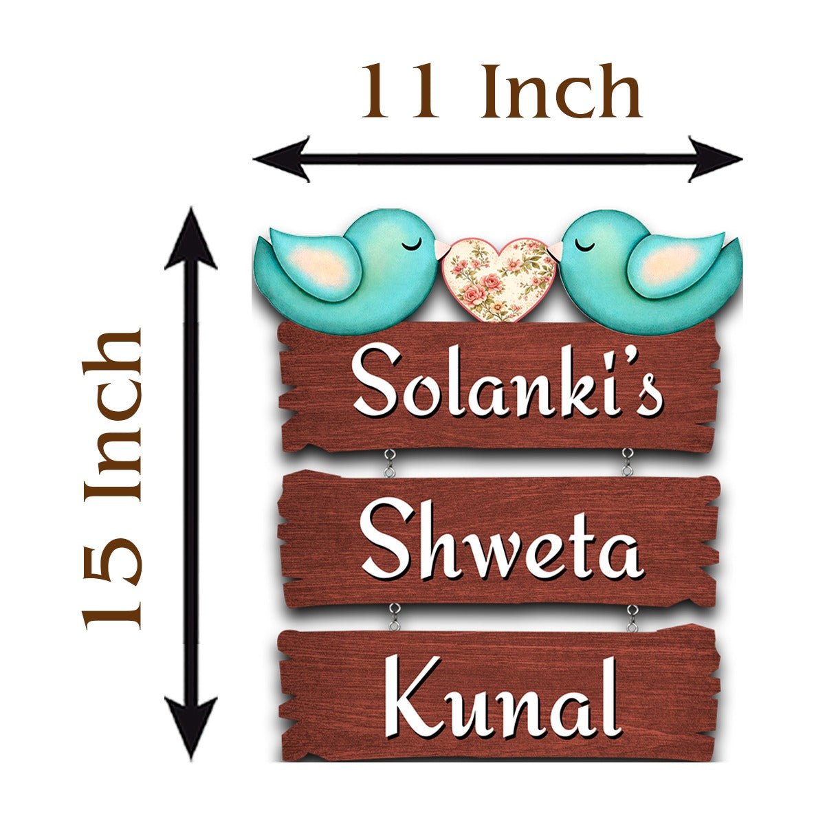 Bird Name Plate for Entrance Door – Love-Family Couple Board - Sblossom