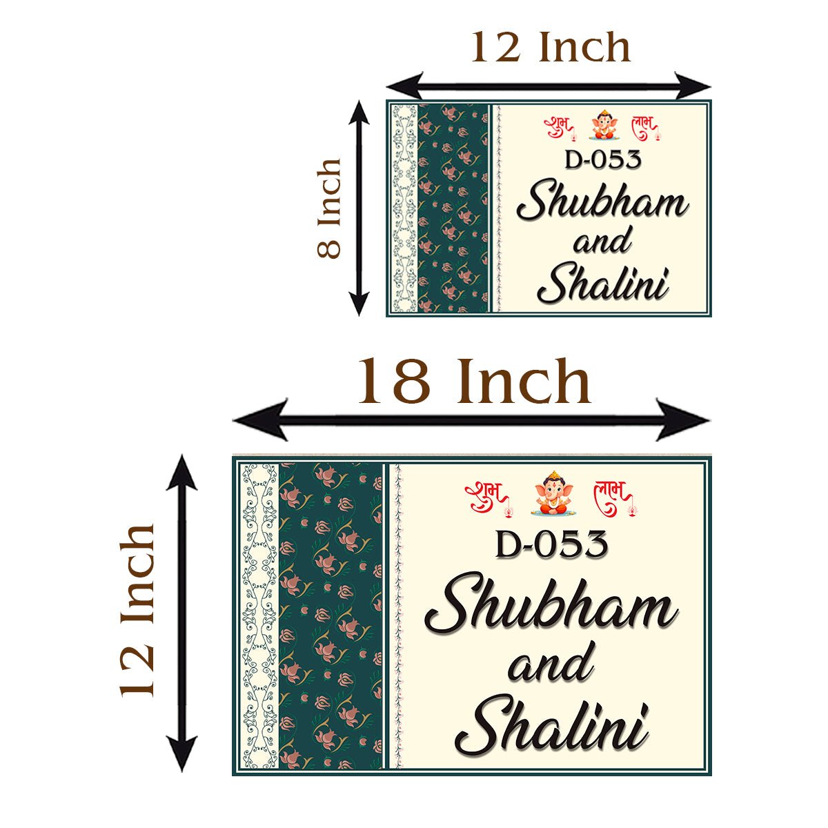 Couple Wooden Name Plate for Home Entrance – Floral Design - Sblossom