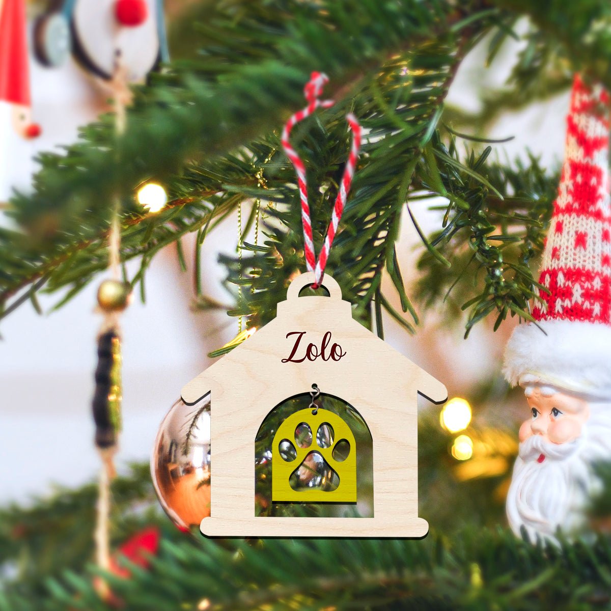 Dog House Christmas Ornament – Custom Pet Name Sign - Sblossom