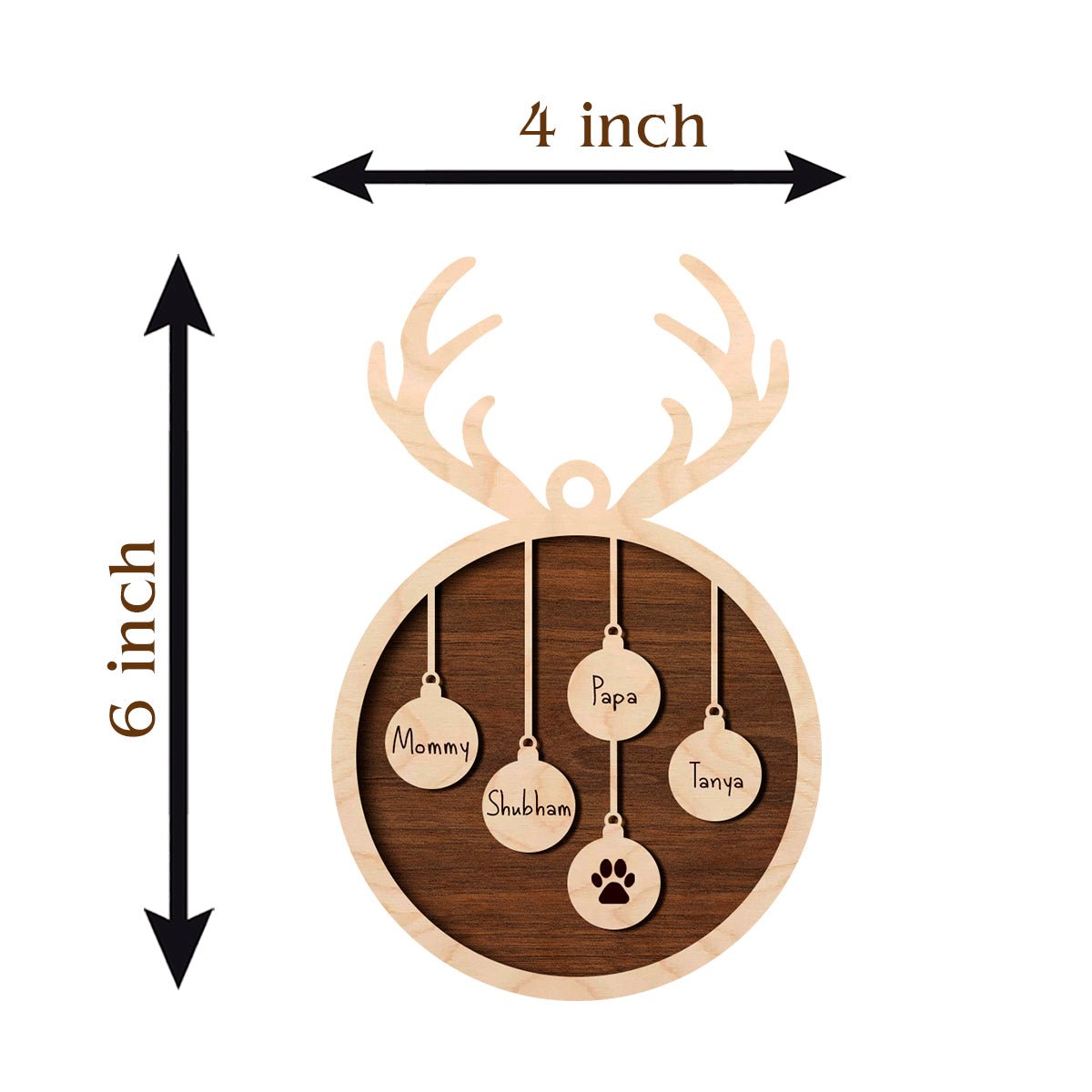 Family Christmas Ornament with Names – Antler Wood Design - Sblossom