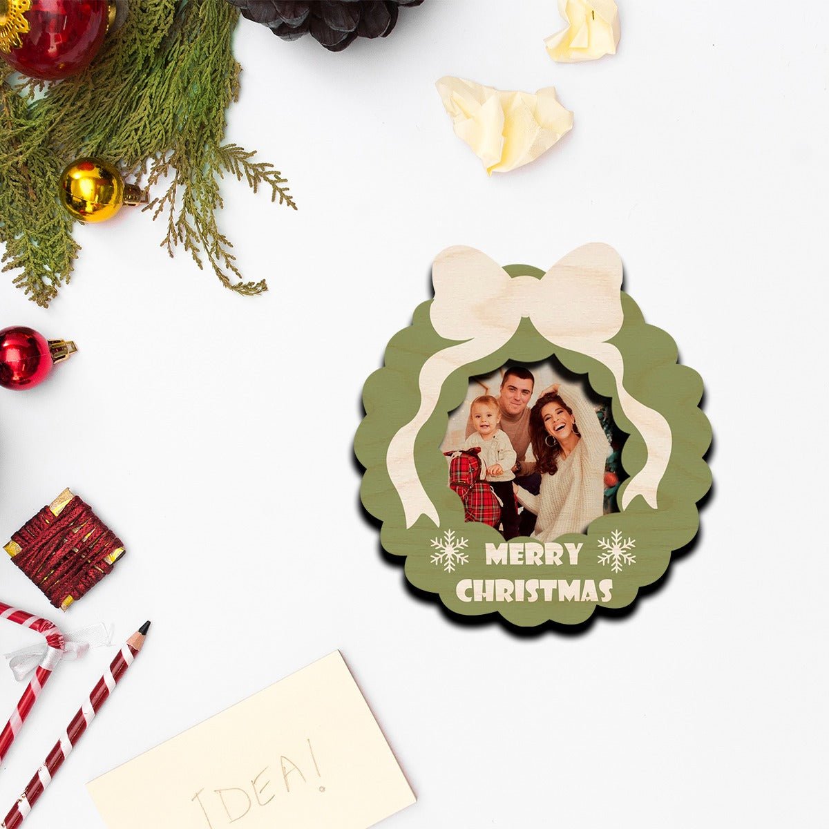 House Shape Christmas Magnet – Family Photo Wood Design - Sblossom