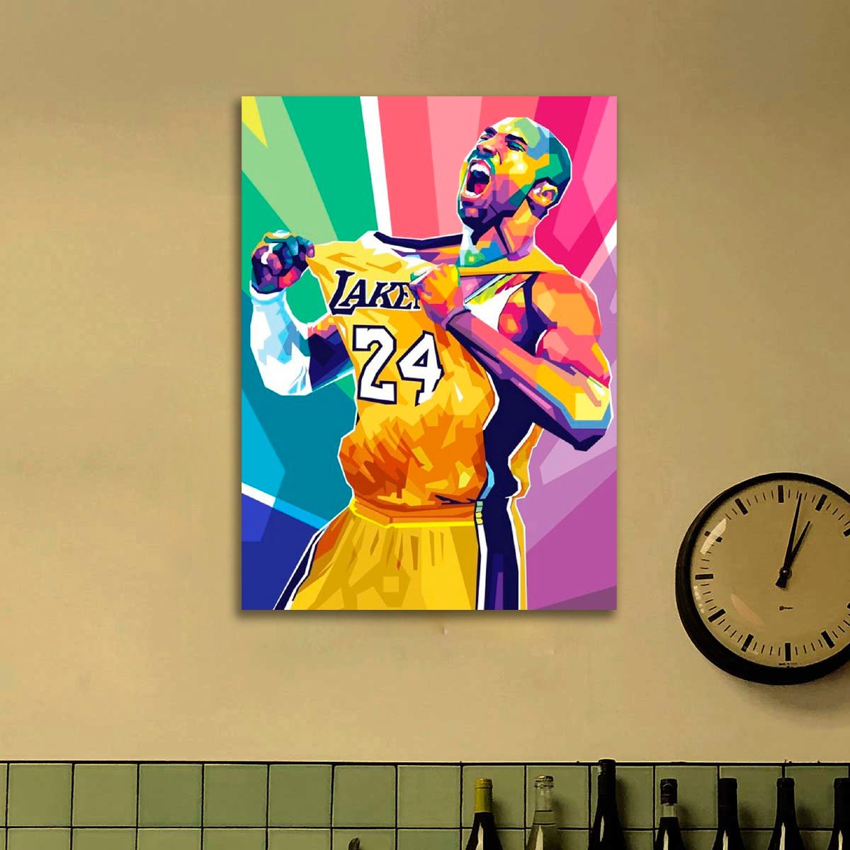 Kobe Bryant Wood Print with Colourful Pop Art Portrait Design - Sblossom