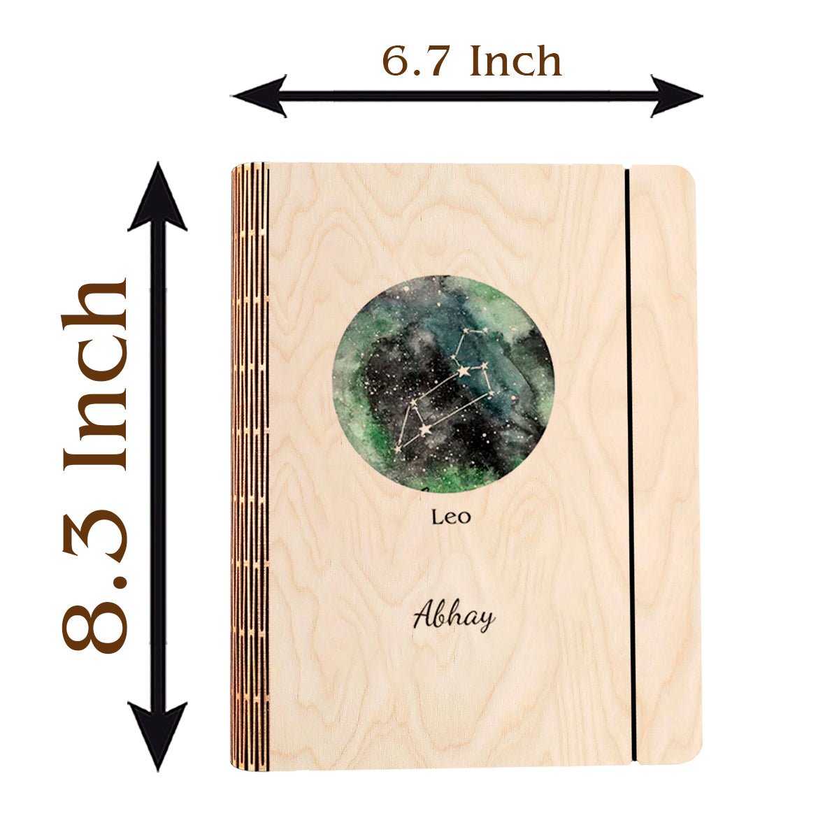 Leo Zodiac Wooden Diary with Personalized Birthday Cover Design - Sblossom