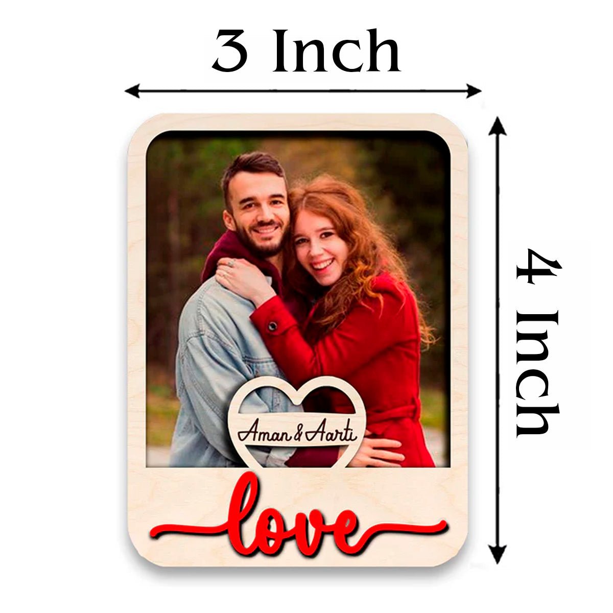 Love Banner Couple Magnet in Wood with Personalized Photo - Sblossom