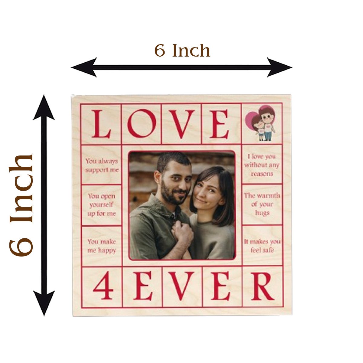 Love Photo Frame in Wood with Personalized Couple Picture - Sblossom