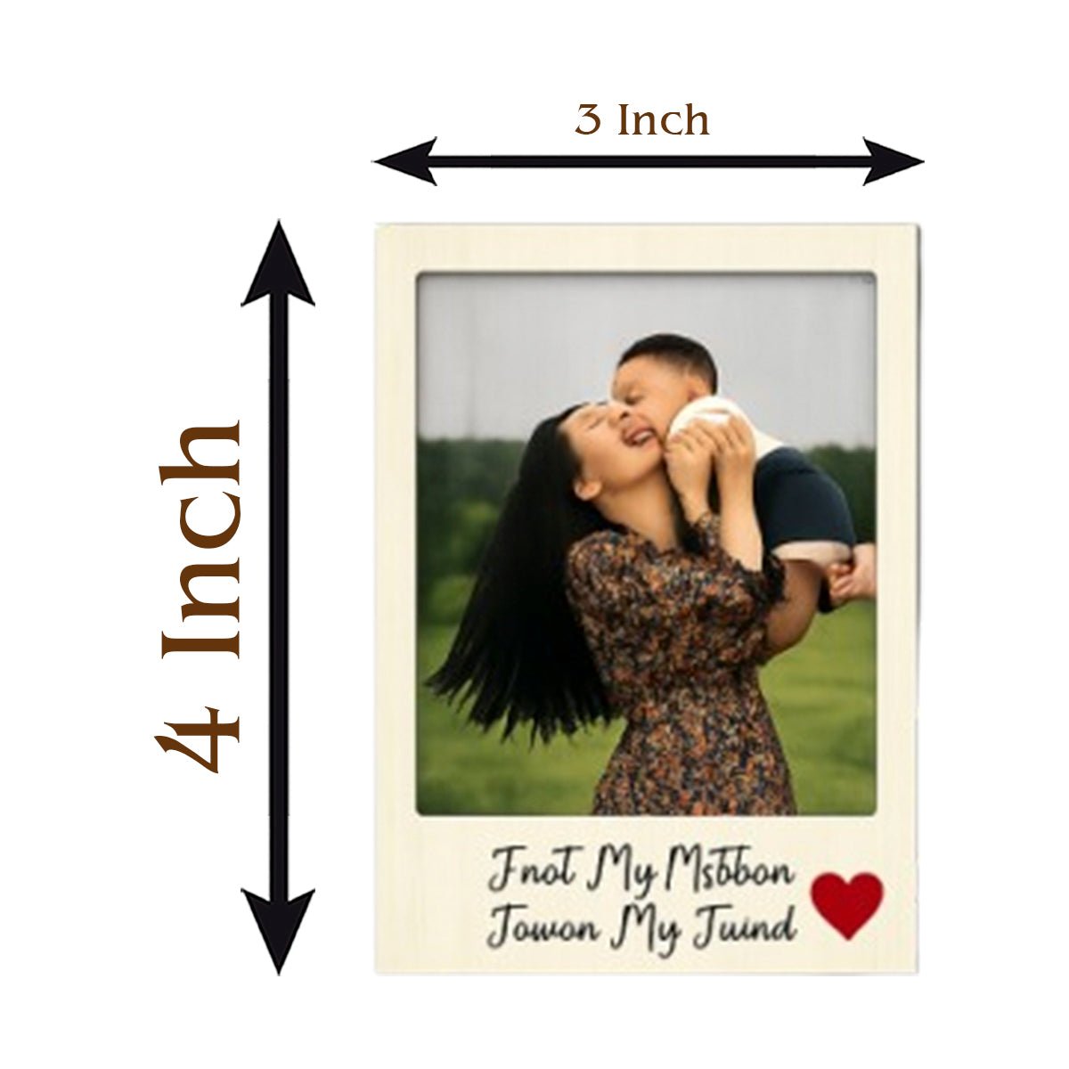 Mother Photo Fridge Magnet in Wood with Cursive Custom Print - Sblossom