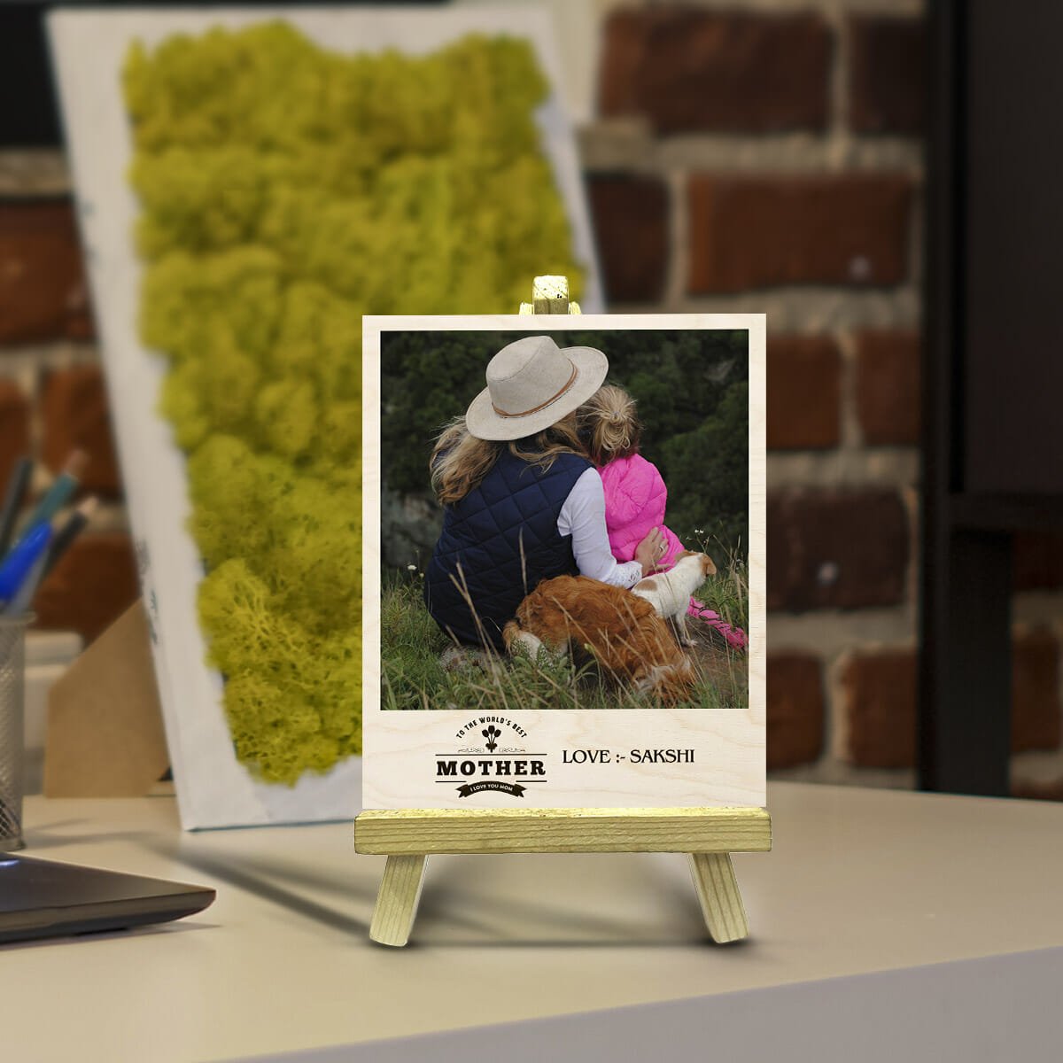 Mother Wood Print with Easel Stand and Personalized Photo - Sblossom