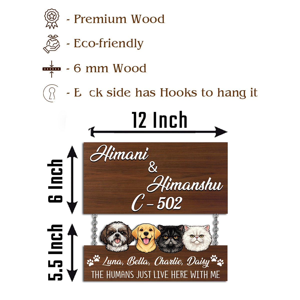 Pet-Faces Wood Door Name Plates – Family - Sblossom