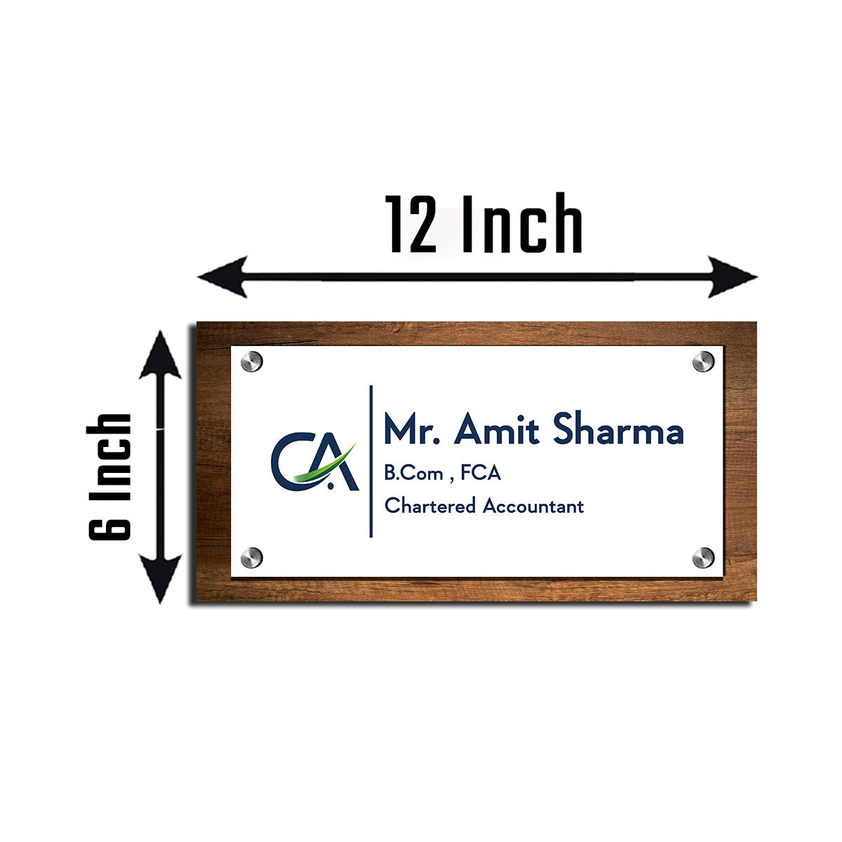 SB1198_6mm wood+3mm white acrylic_12x6 Inch_3d nameplate