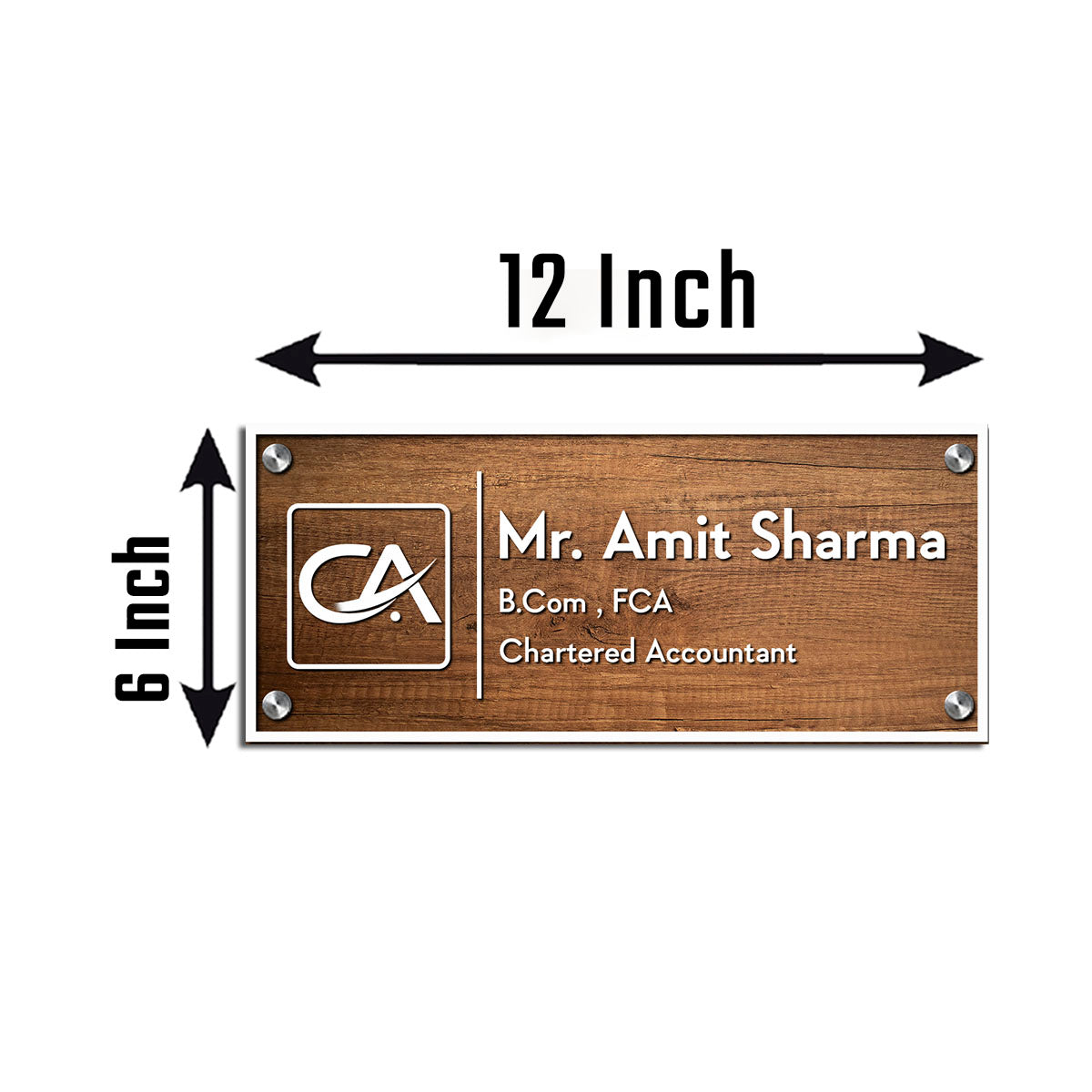 SB1196_6mm wood + 3m white acrylic_12x6 Inch_3d nameplate