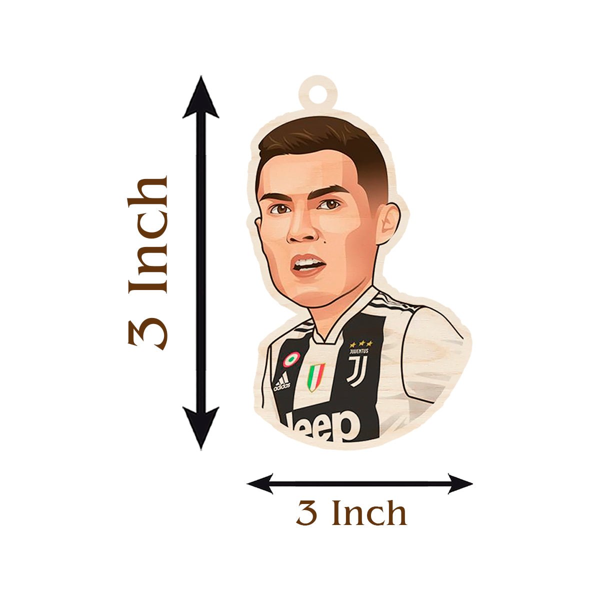 Ronaldo Football Keychain in Wood with Juventus Fan Design - Sblossom