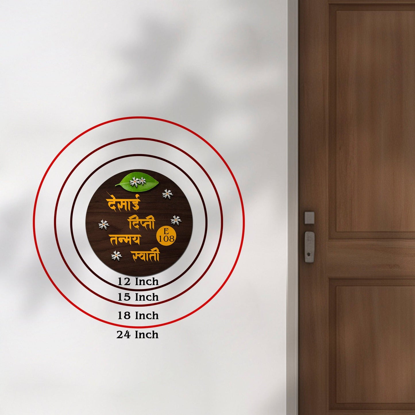 Round Name Board for Front Door - Sblossom