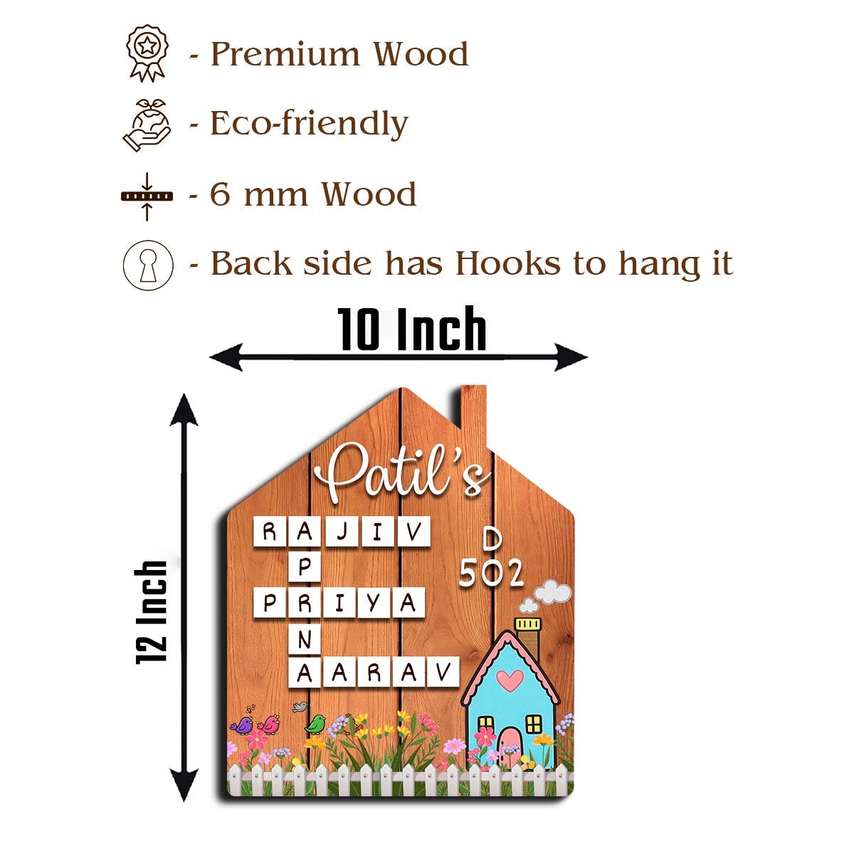 Scrabble Family Hut Name Plate for Home – Walnut - Sblossom