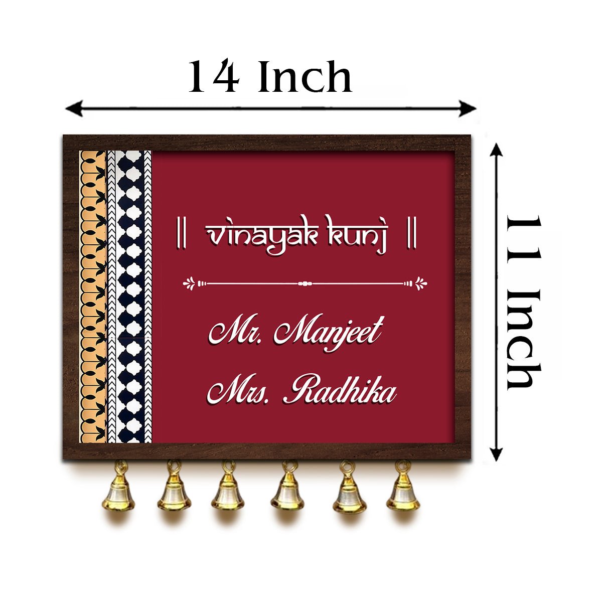 Traditional Bell Name Plate in Wood with Personalized Family Name - Sblossom