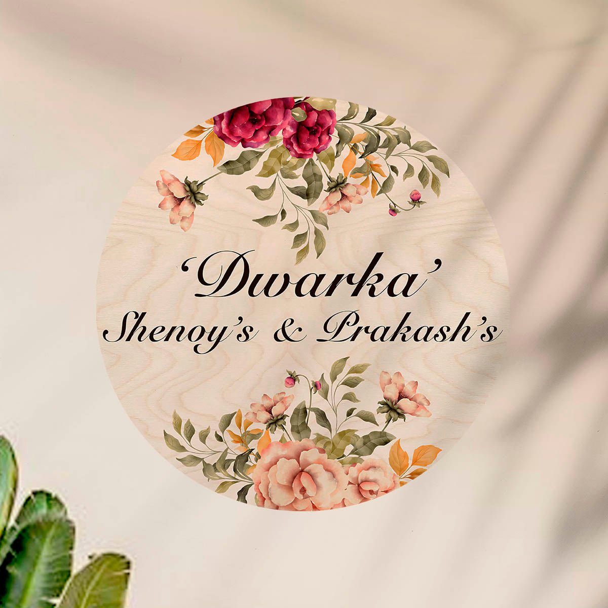 Two Tone Family Name Plate – Vintage Floral Round - Sblossom
