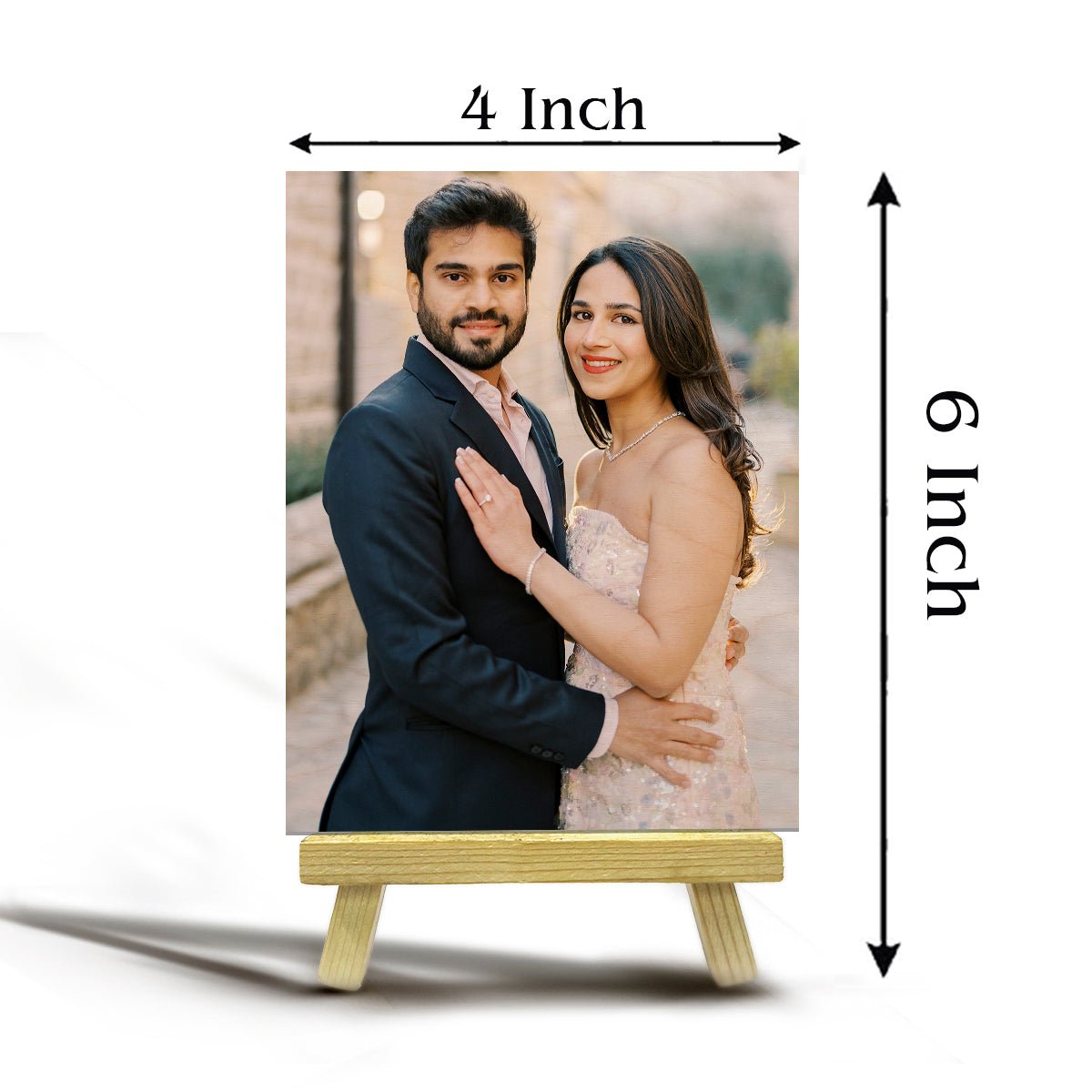 Wood Print Art Miniature with Personalized Couple Photo and Stand - Sblossom