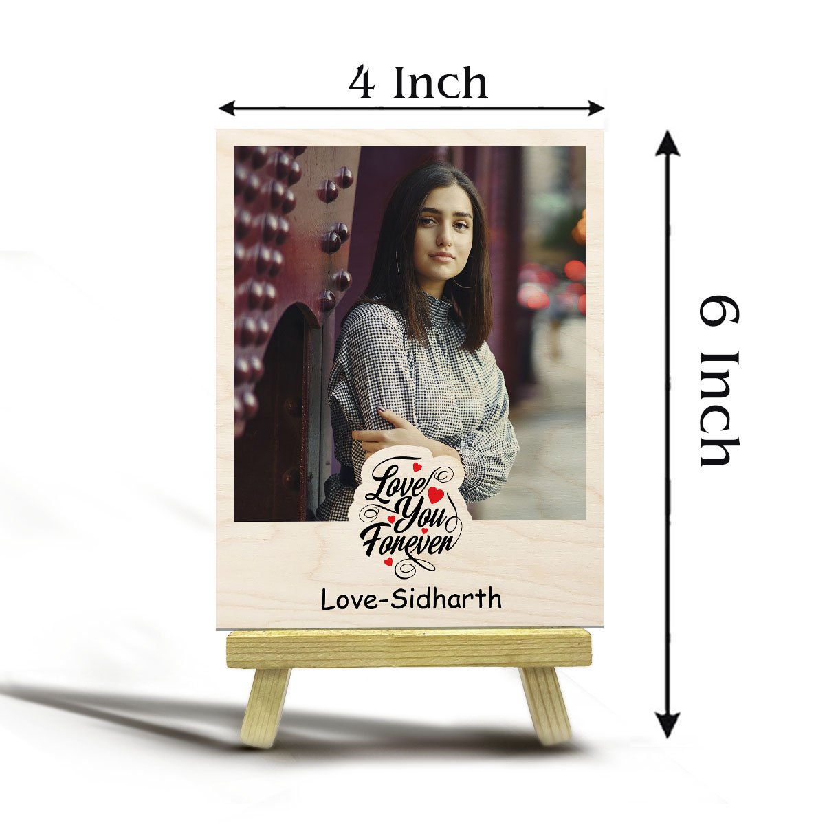 Wooden Photo Keepsake with Personalized Couple Print Design - Sblossom
