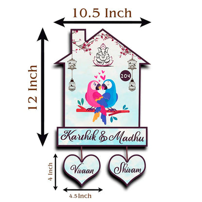 Twin Bird Couple Name Board Design for Door – Set