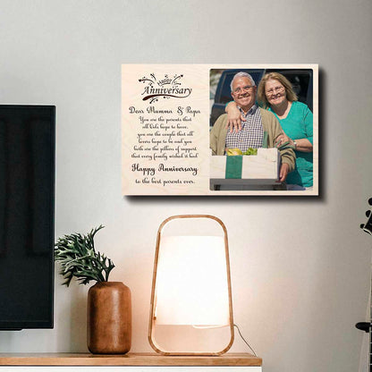 Parents Anniversary Wood Print with Couple Photo and Message
