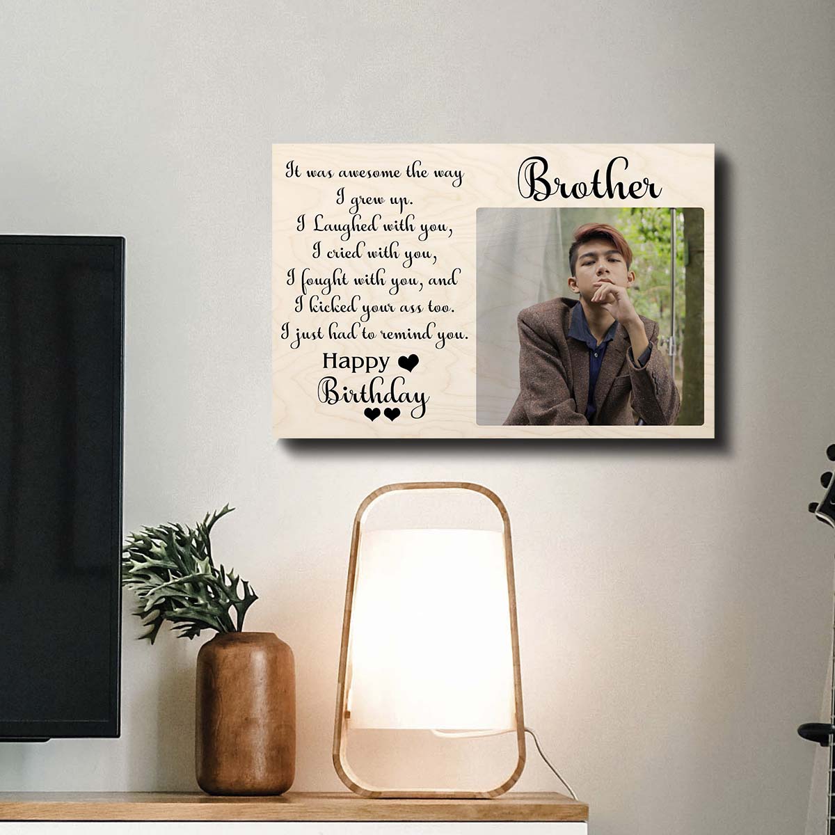 Happy Birthday Brother Wood Print – Personalized Photo