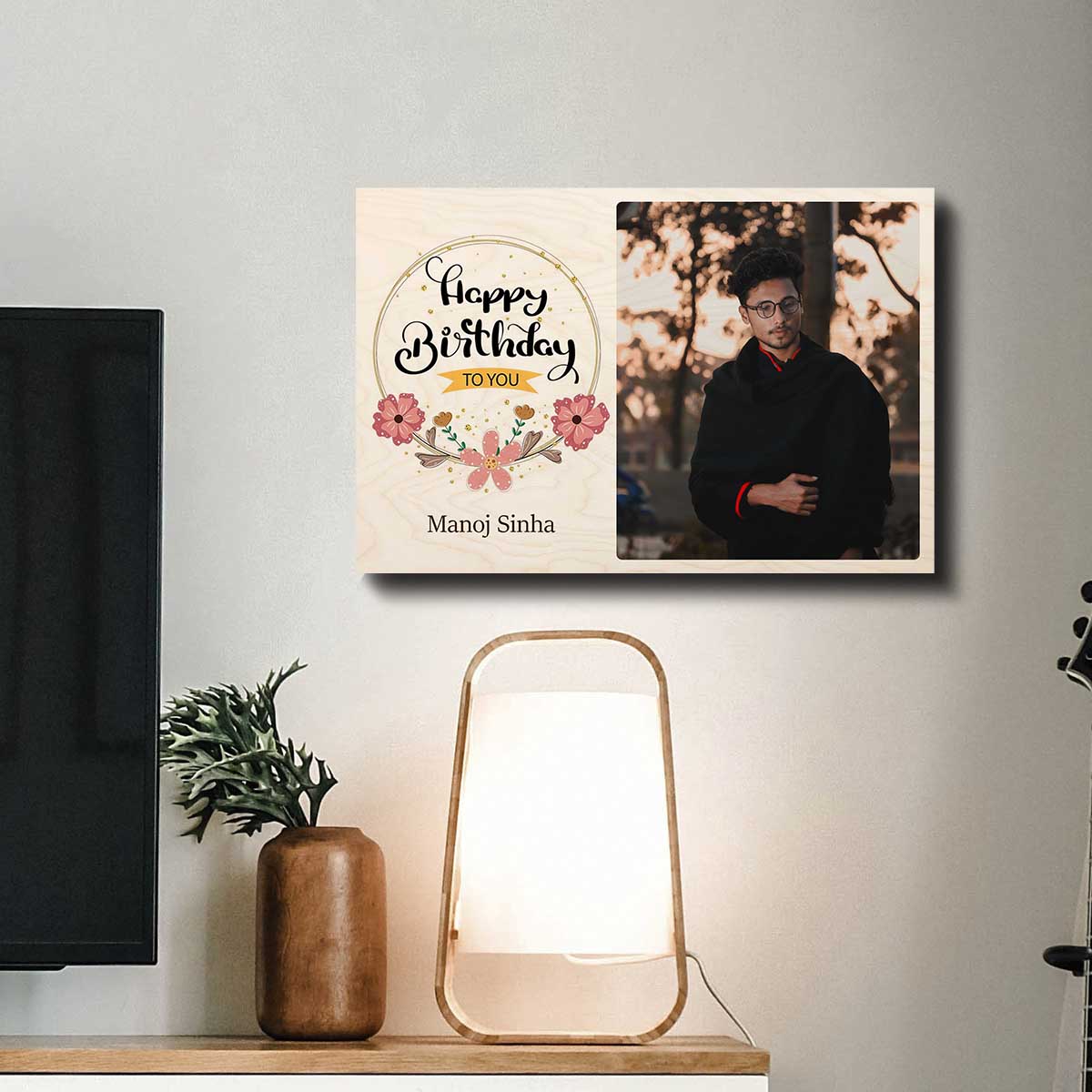 Birthday Wood Print Gift – Photo with Balloon Design