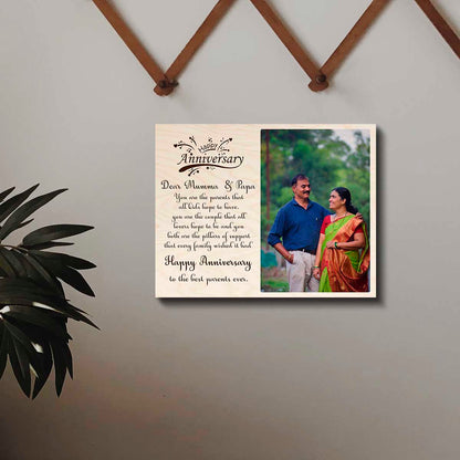 Parents Anniversary Wood Print with Couple Photo and Message