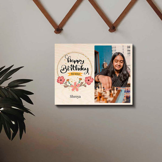 Birthday Wood Print Gift – Photo with Balloon Design