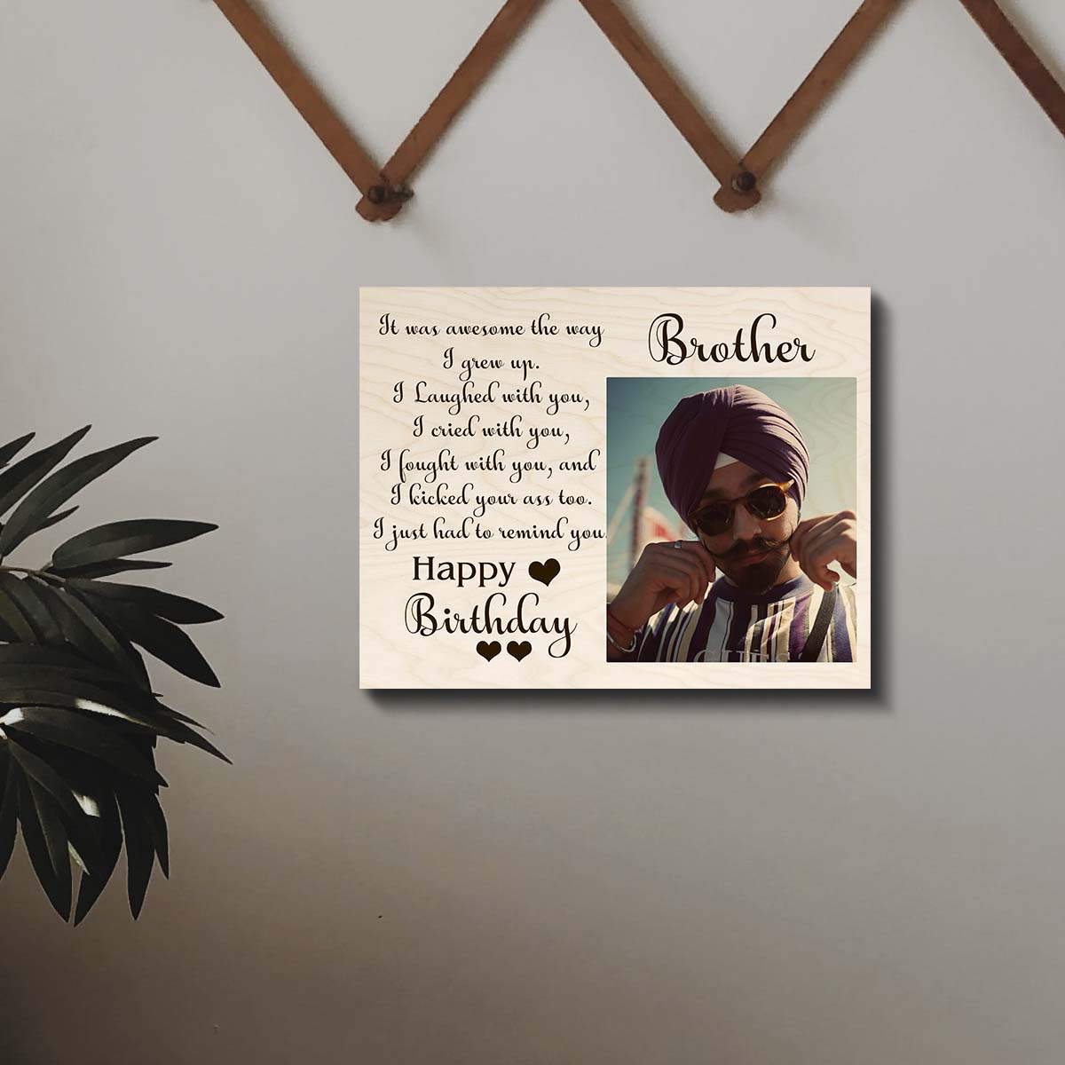 Happy Birthday Brother Wood Print – Personalized Photo