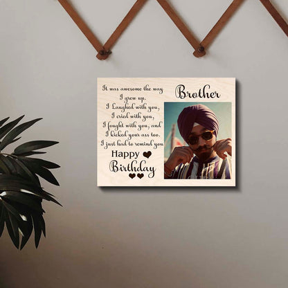 Happy Birthday Brother Wood Print – Personalized Photo