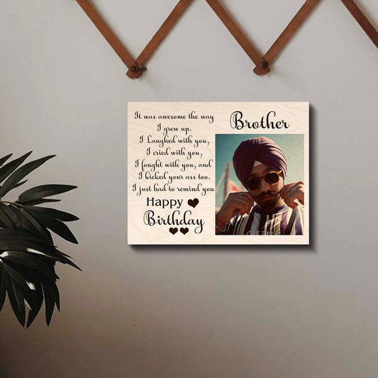 Happy Birthday Brother Wood Print – Personalized Photo