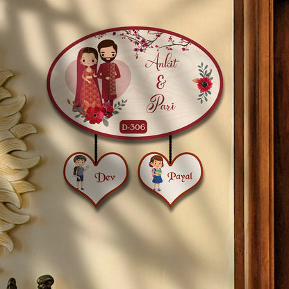 Traditional Oval Dual Couple Name Plate for Entrance