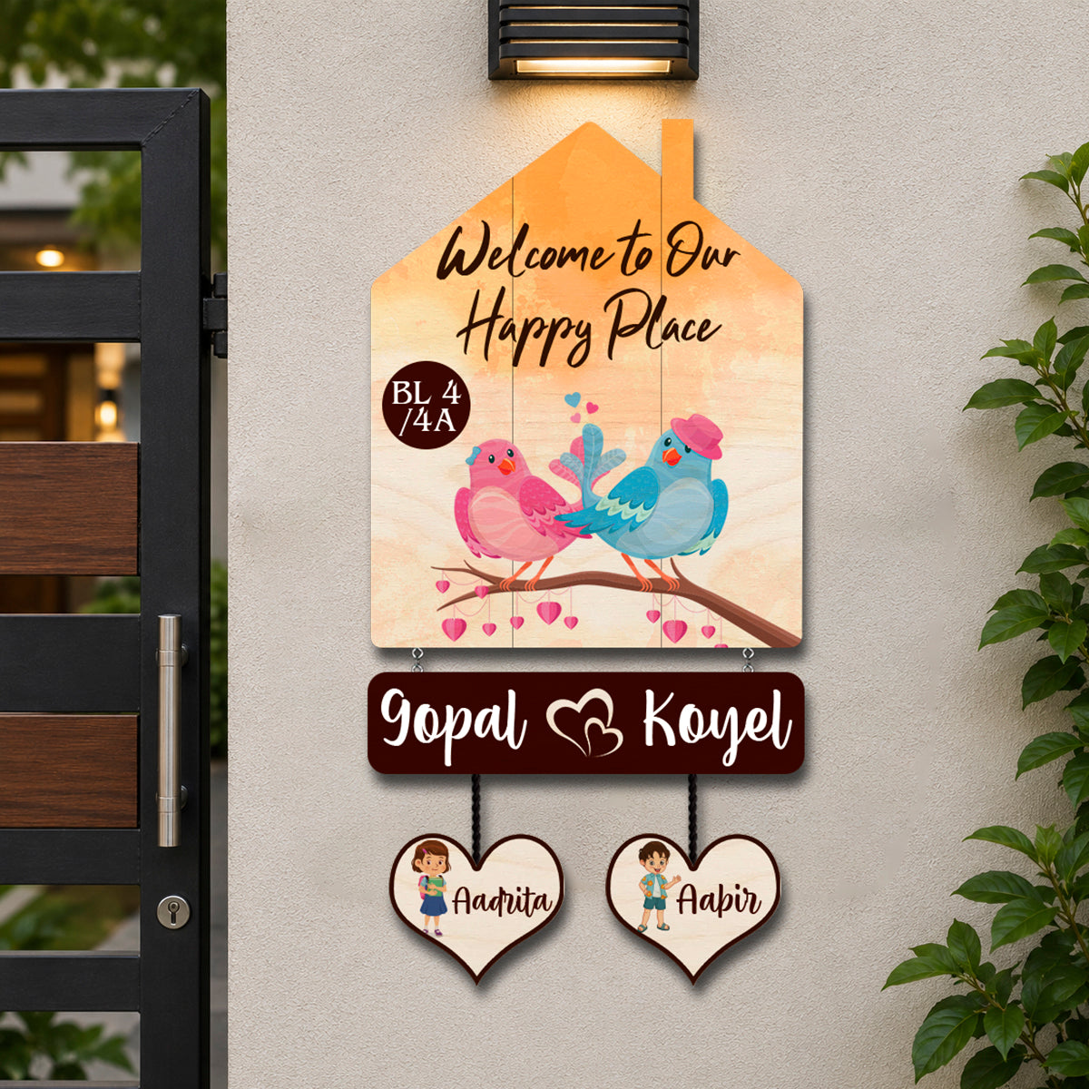 Wall Mounted Hut Shape Kids Name Plate for Home Door