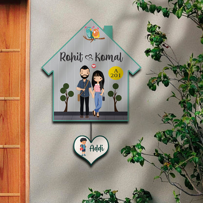 Hanging Name Board – Heart Shape for Home Door
