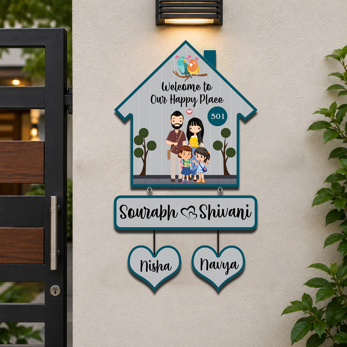 Family Name Plate – House-Shape Silhouette Set
