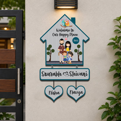 Family Name Plate – House-Shape Silhouette Set