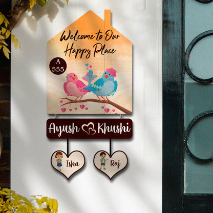 Wall Mounted Hut Shape Kids Name Plate for Home Door