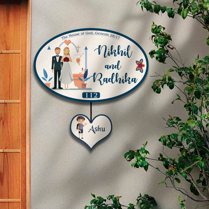 Name Plate for House – Christian Couple with Kid