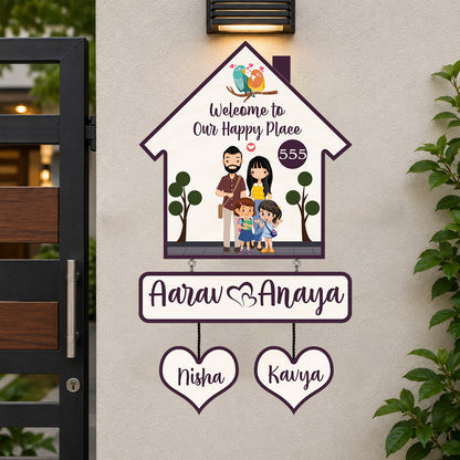 Family Name Plate – House-Shape Silhouette Set