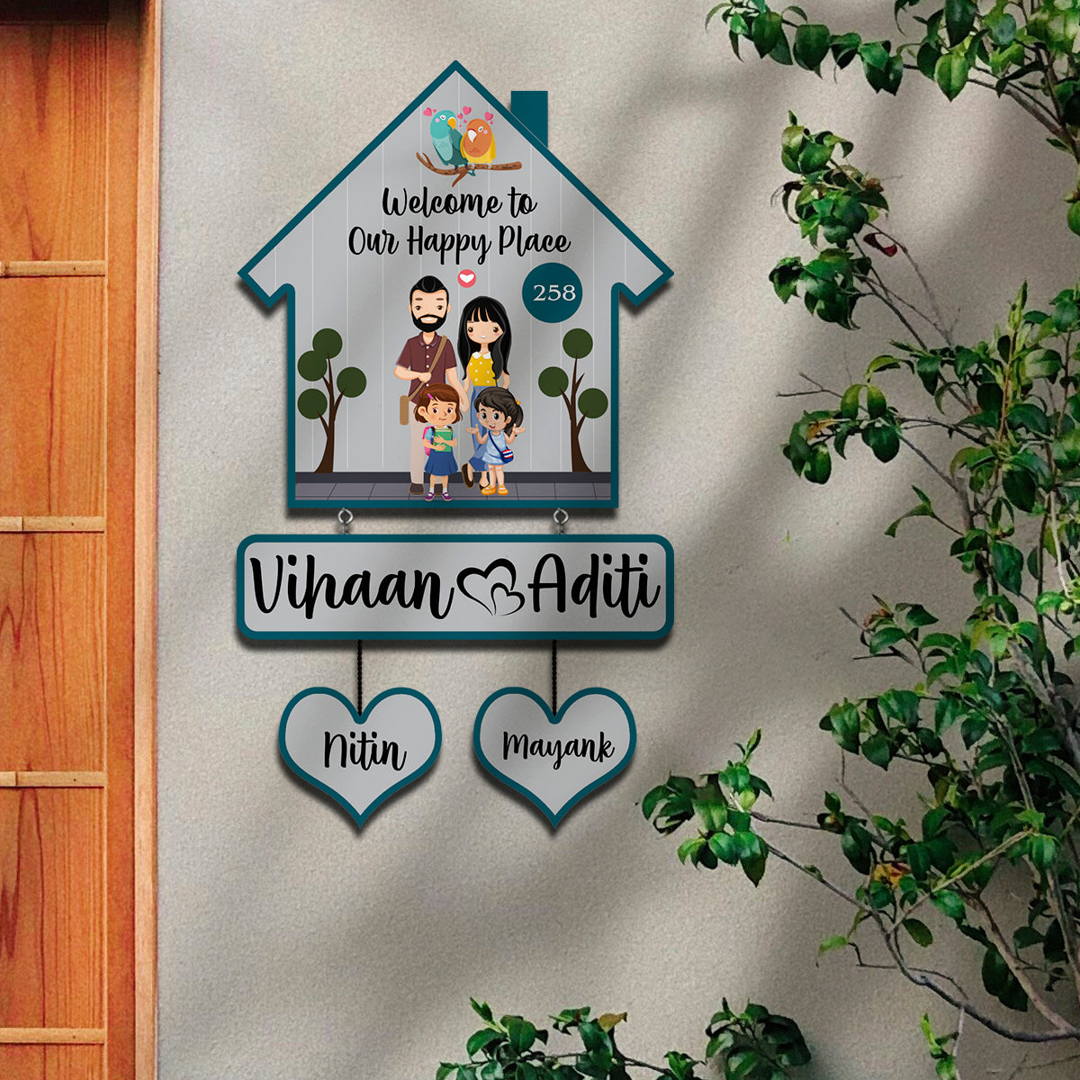 Family Name Plate – House-Shape Silhouette Set