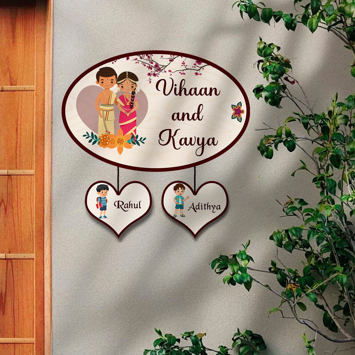 Oval Kannada Name Plate Design for Home Entrance