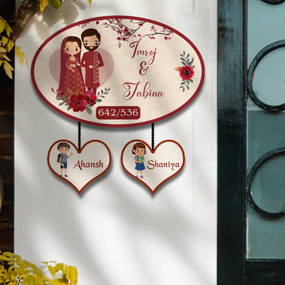 Traditional Oval Dual Couple Name Plate for Entrance